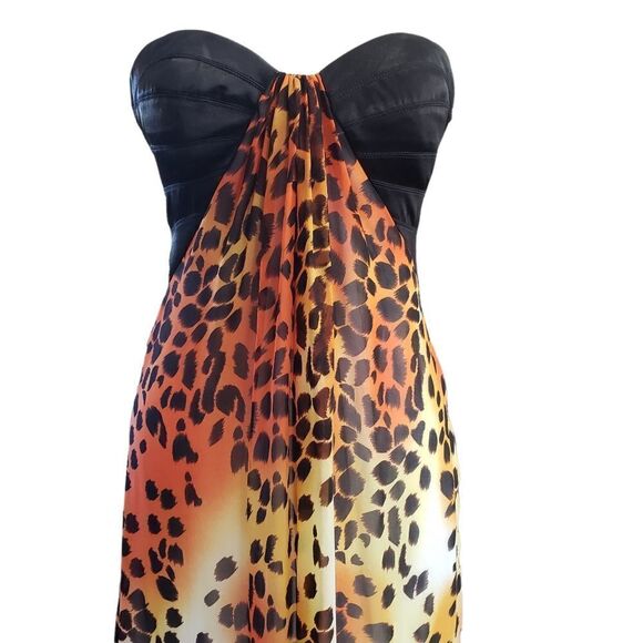 Caché Black Bandage & Animal Print Long Gown Size 8 - Picture 13 of 16